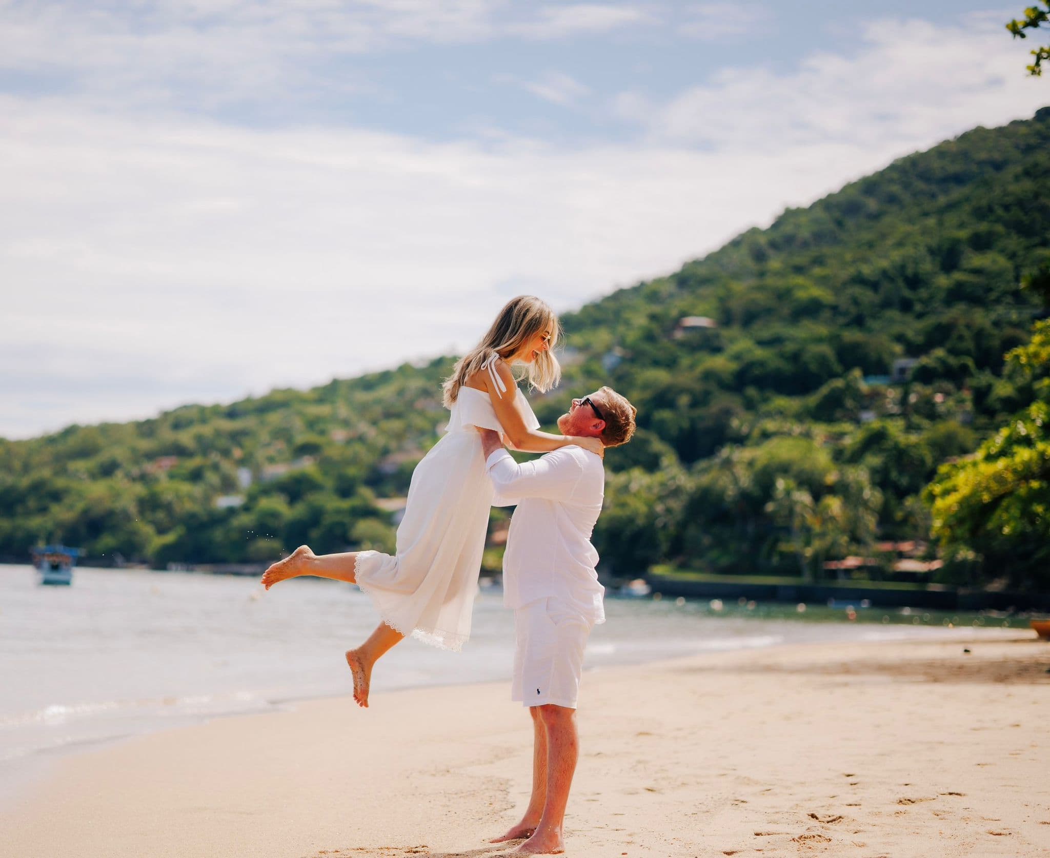 Bruna e Chris na praia